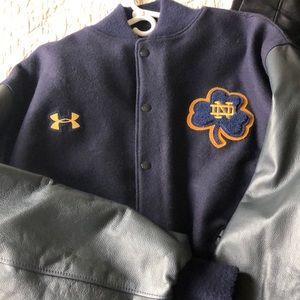 UNDER ARMOUR NOTRE DAME VARSITY LETTERMAN JACKET
